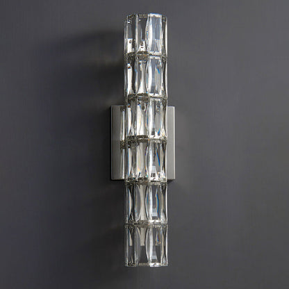 Luxury Silver Crystal Column 3/4/6 Light Wall Sconce Lamp