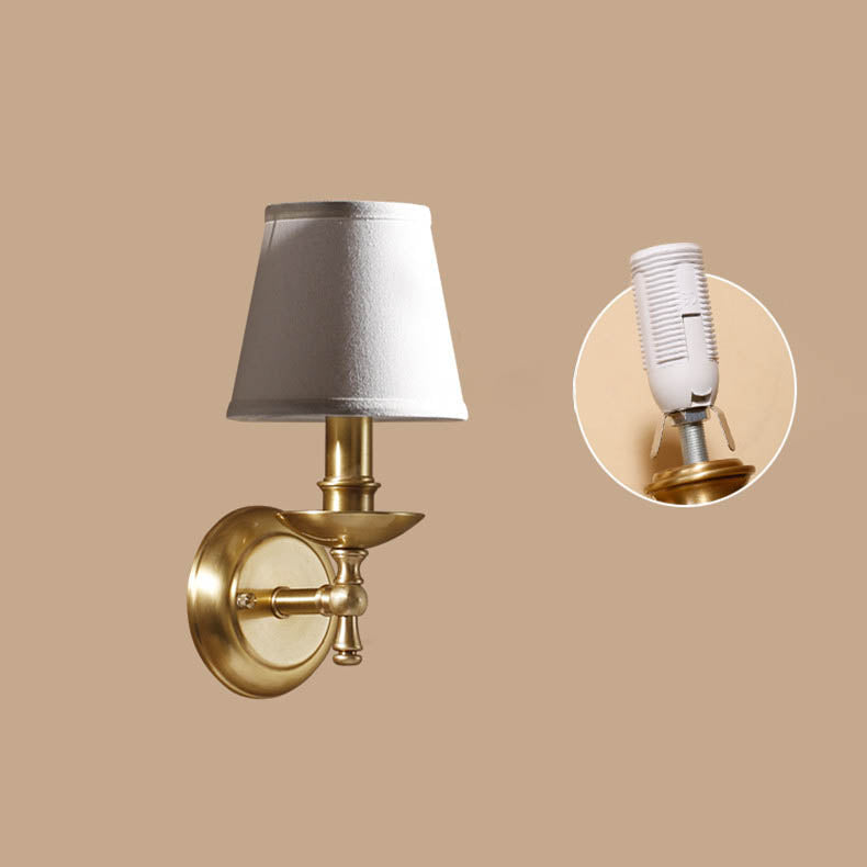 Trapezoidal Copper Fabric 1-Light Wall Sconce Lamp