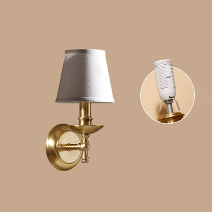 Trapezoidal Copper Fabric 1-Light Wall Sconce Lamp