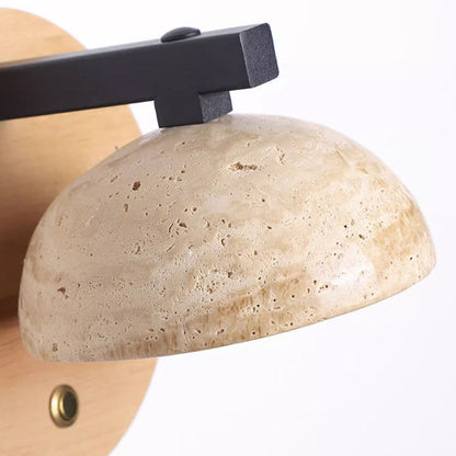 Japanese Walnut Round Hemispherical LED Wall Sconce Lamp