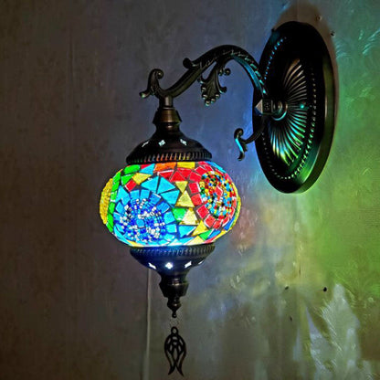 European Exotic Cracked Glass 1-Light Wall Sconce Lamp