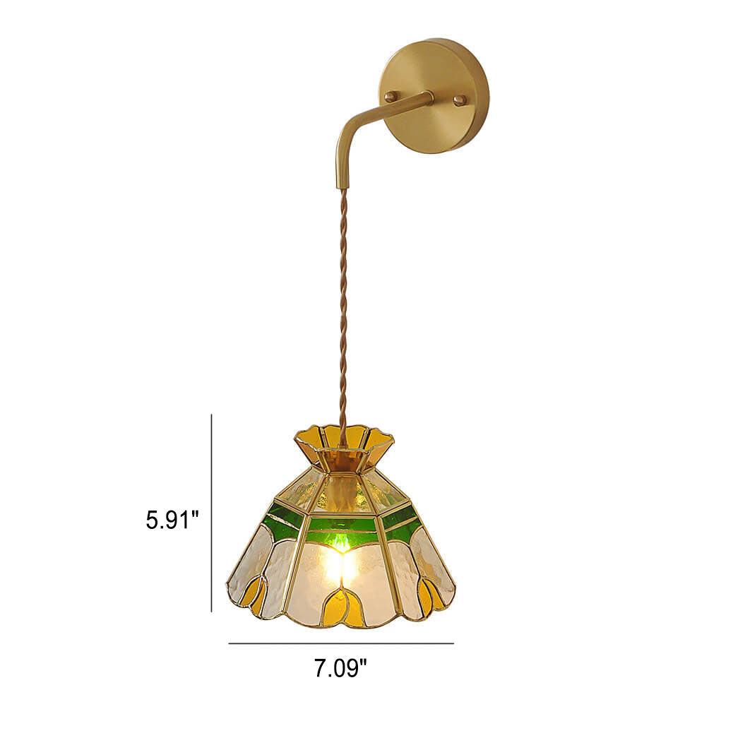 Stained Handmade Glass Tulip Cone 1-Light Wall Sconce Lamp