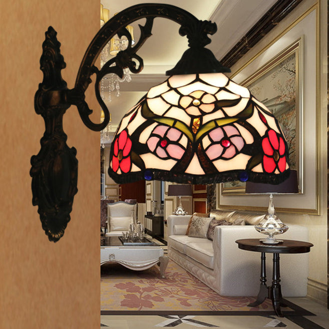 Tiffany Circle Alloy Iron Stained 1-Light Wall Sconce Lamp