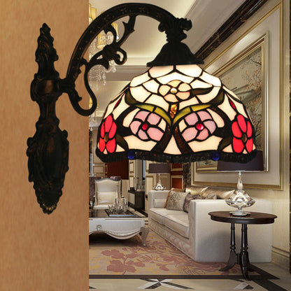 Tiffany Circle Alloy Iron Stained 1-Light Wall Sconce Lamp