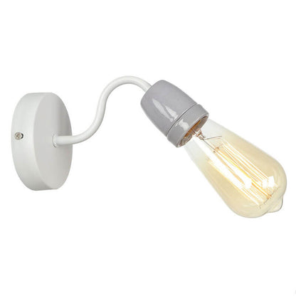 Ceramic Iron Head Exposed Bulb 1-Light Wall Sconce Lamp