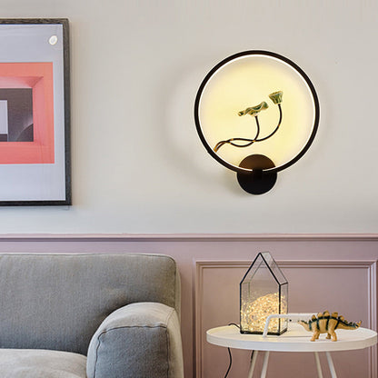 Chinese Lotus Leaf Aluminum Acrylic LED Wall Sconce Lamp