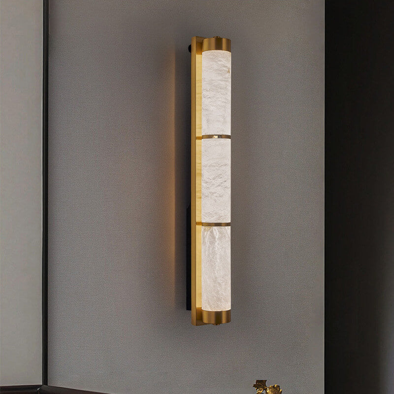 Light Luxury Full Copper Marble Column LED Wall Sconce Lamp
