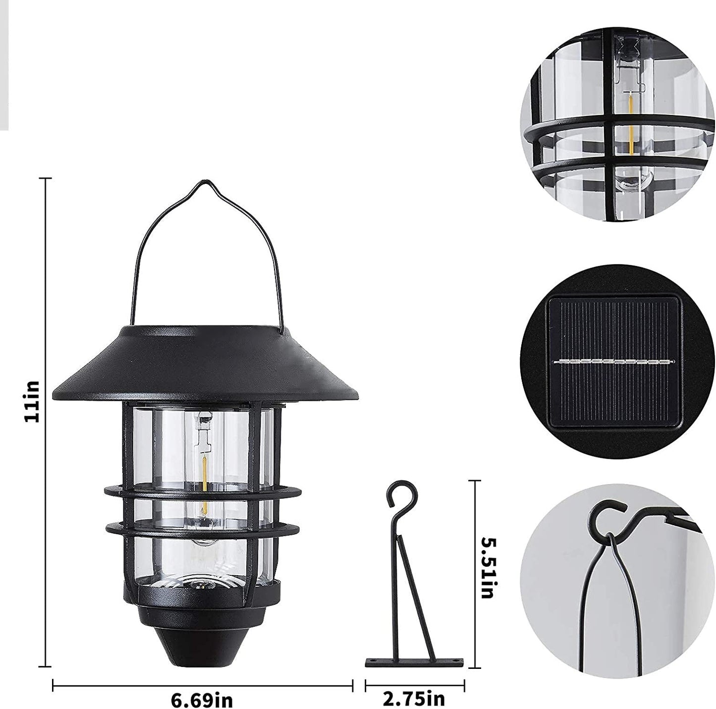 Solar Lantern Cylinder 1-Light Hanging Wall Sconce Lamp