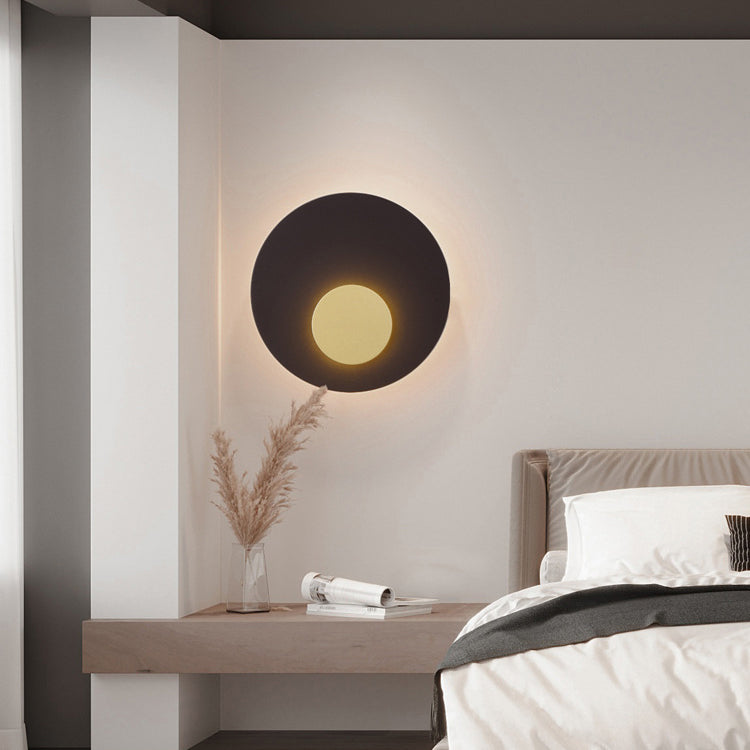Minimalist Iron Round Flat Piece LED Wall Sconce Lamp