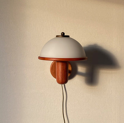 Japanese Wood Mushroom Design 1-Light Wall Sconce Lamp
