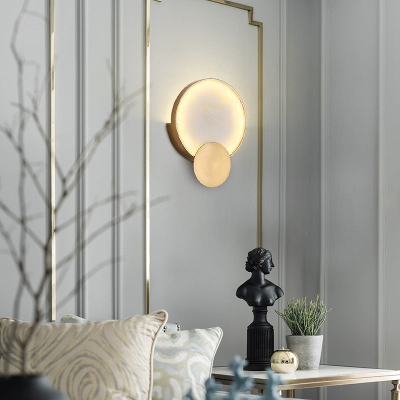 Contemporary Nordic Metal Marble Round LED Wall Sconce Lamp