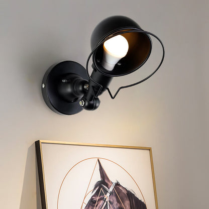 Vintage Iron Dome Adjustable 1-Light Wall Sconce Lamp