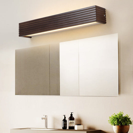 Chinese Walnut Square Bar Vanity LED Wall Sconce Lamp