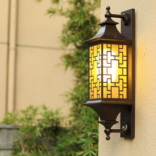 Chinese Cage Waterproof 1-Light Outdoor Wall Sconce Lamp