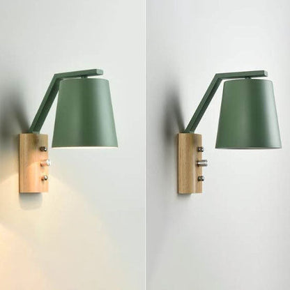 Nordic Solid Wood Cylindrical 1-Light Wall Sconce Lamp
