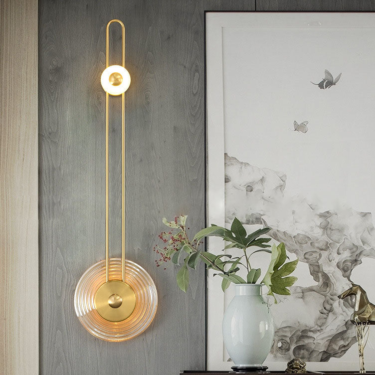 Deco Grain Glass Shade Iron Long Pole LED Wall Sconce Lamp