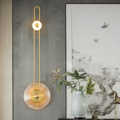 Deco Grain Glass Shade Iron Long Pole LED Wall Sconce Lamp