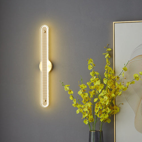 Modern Luxury Long Strip Copper Glass LED Wall Sconce Lamp