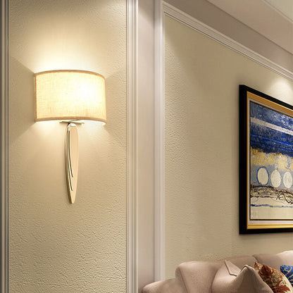 Fabric Mirror Stainless Steel 1-Light Wall Sconce Lamp
