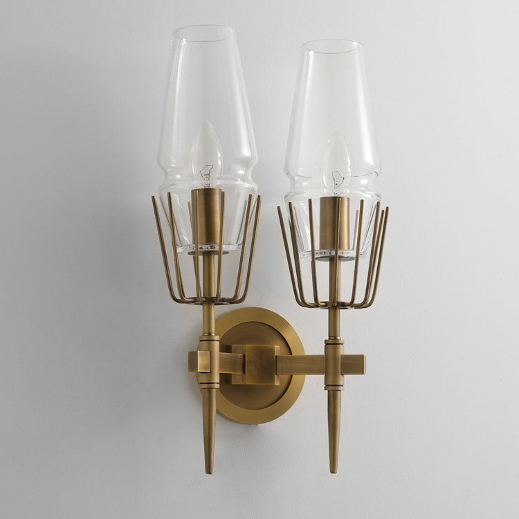 Retro Iron Glass Cylinder 1/2 Light Wall Sconce Lamp