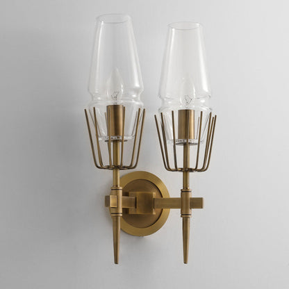 Retro Iron Glass Cylinder 1/2 Light Wall Sconce Lamp