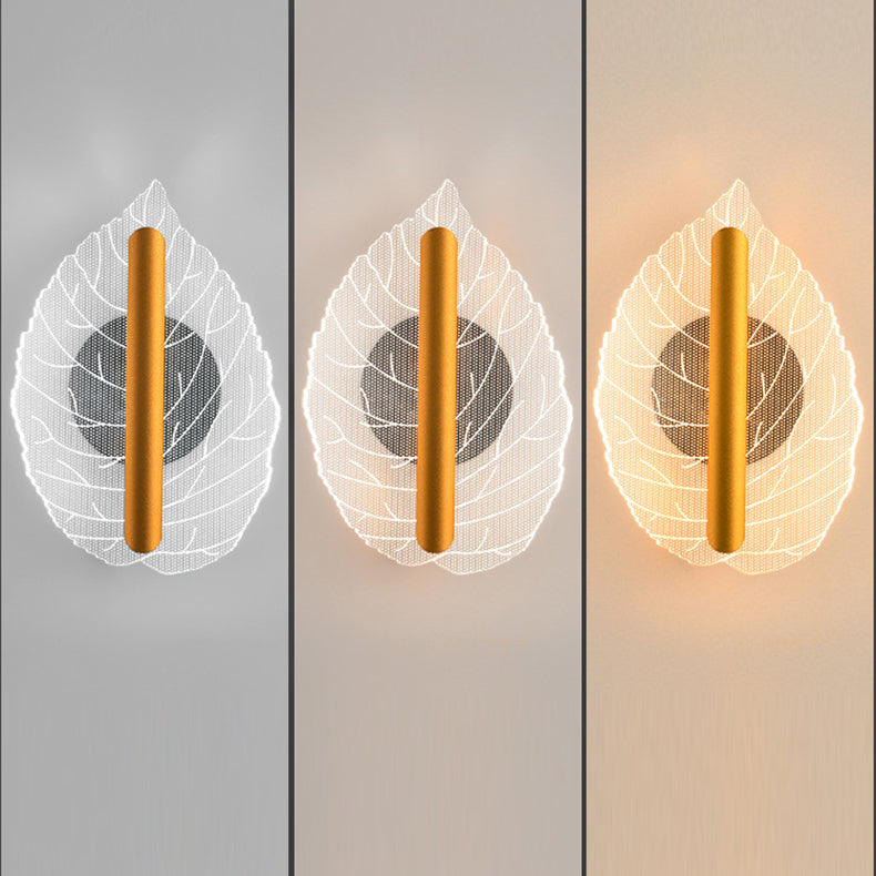 Deco Iron Acrylic Leave Teardrop Shape LED Wall Sconce Lamp