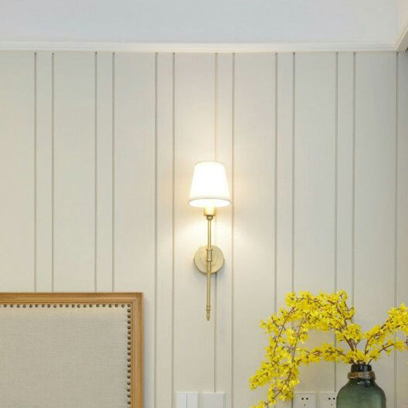 Copper Fabric Cylinder 1/2 Light Wall Sconce Lamp