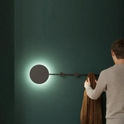 Round Long Coat Rack Shelf Iron LED Wall Sconce Lamp