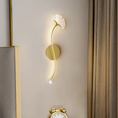 Iron Aluminum Acrylic Line Ginkgo Leaf LED Wall Sconce Lamp