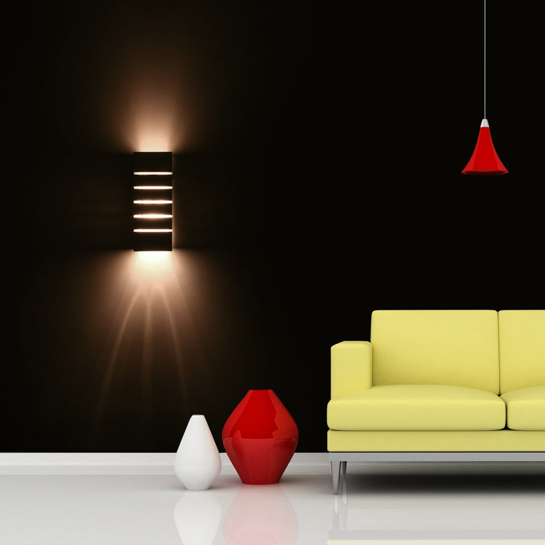 Minimalist Square Striped Plaster 1-Light Wall Sconce Lamp