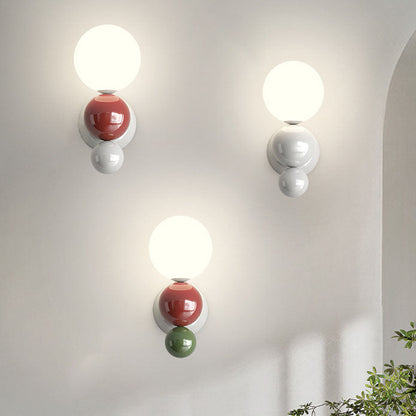 French Pearl Shape Plastic Iron 1-Light Wall Sconce Lamp