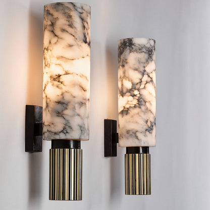 Light Cylindrical Hardware Stone 1-Light Wall Sconce Lamp