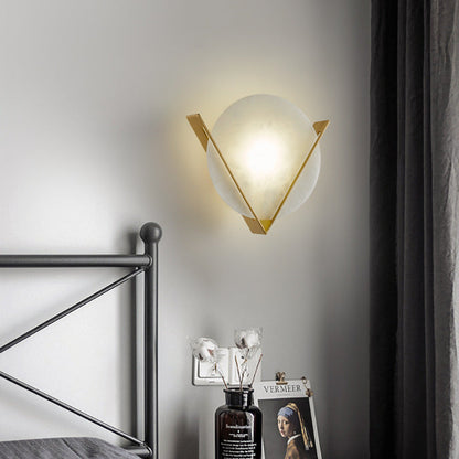 Luxury Copper Marble Round V Letter LED Wall Sconce Lamp