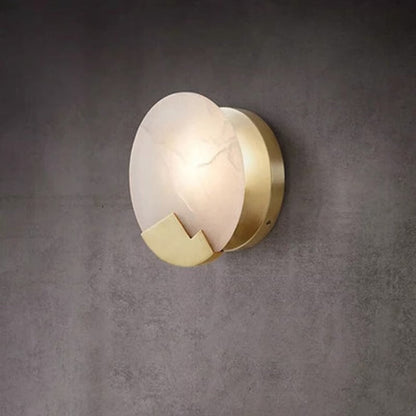Marble Shade Gold Finish Frame 1-Light Wall Sconce Lamp