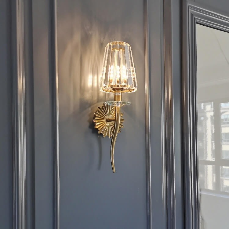 European Light Hardware Glass 1-Light Wall Sconce Lamp