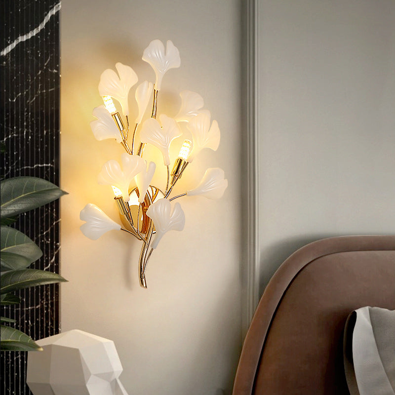 Ginkgo Iron Plastic Porcelain 2/3 Light Wall Sconce Lamp