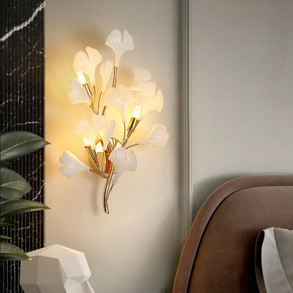 Ginkgo Iron Plastic Porcelain 2/3 Light Wall Sconce Lamp