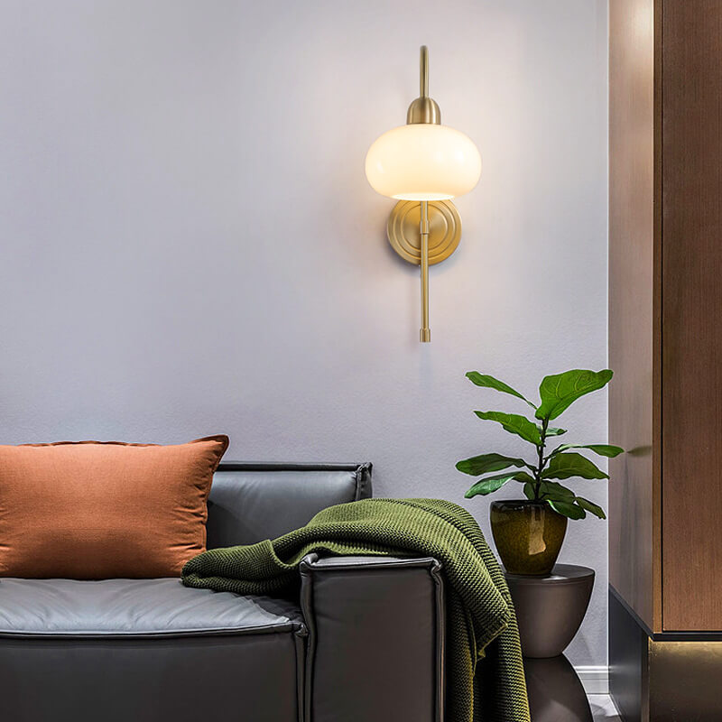 Modern Luxury Brass Glass Dome 1-Light Wall Sconce Lamp