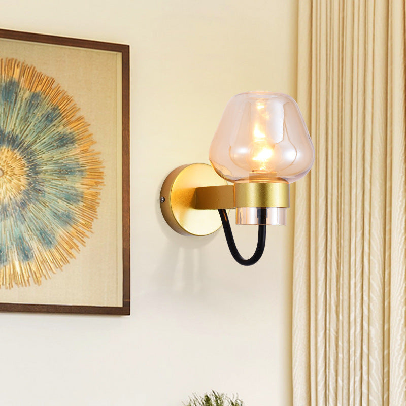 Scandinavian Iron Glass Cup Design 1-Light Wall Sconce Lamp