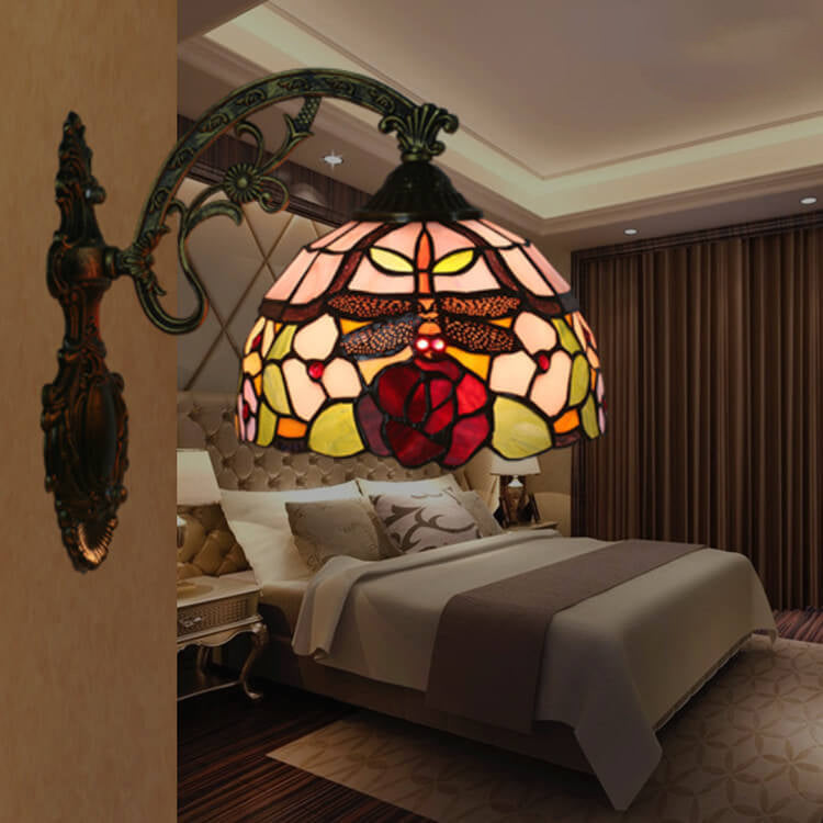 Tiffany Flower Stained Glass 1-Light Wall Sconce Lamp