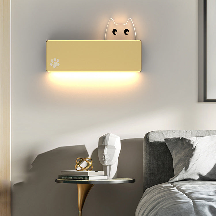 Simplicity Animal Cat Rectangular Iron LED Wall Sconce Lamp