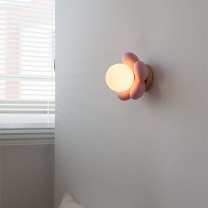 Flowers Shape Glass Ceramic 1-Light Kids Wall Sconce Lamp