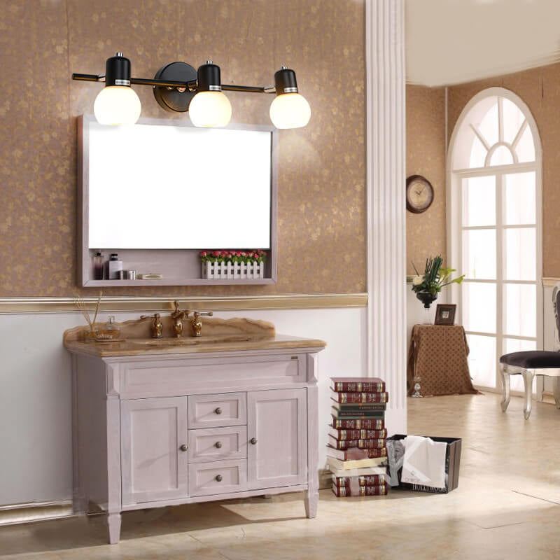 White Glass Dome Vanity Light 2/3 Light Wall Sconce Lamp