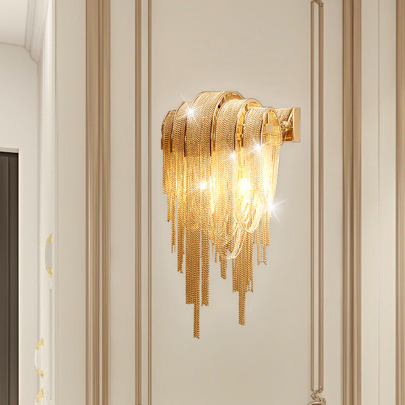 Iron Aluminum Tassel Chain 2/4 Light Wall Sconce Lamp