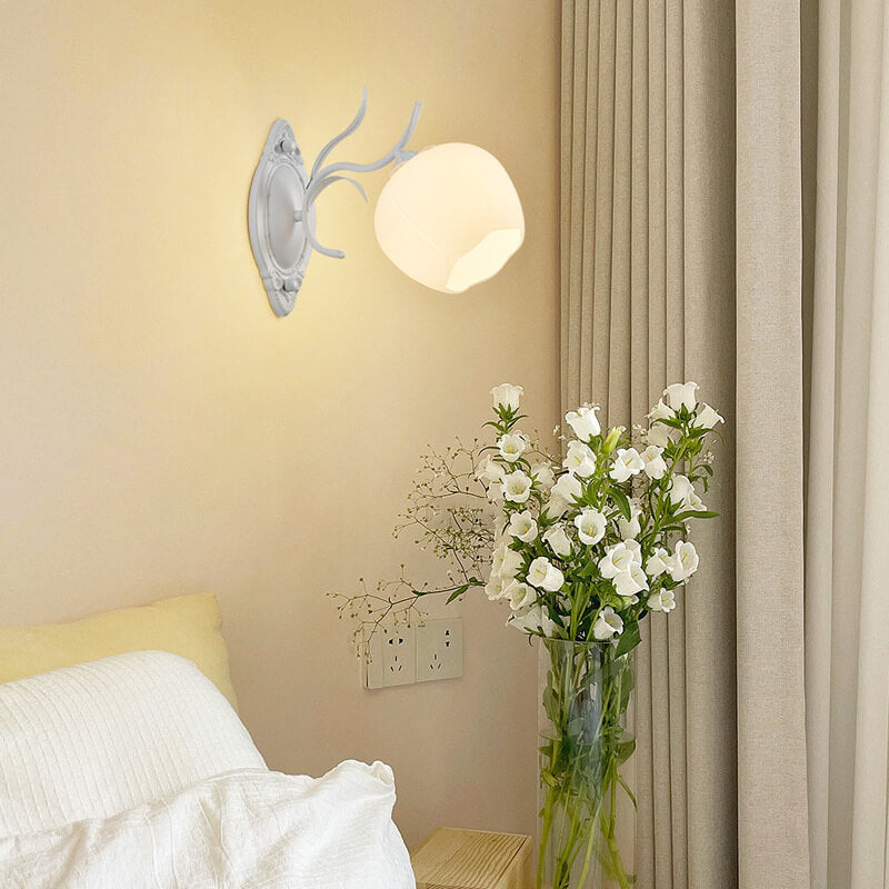 Nordic Floral Glass Round 1/2 Light Wall Sconce Lamp