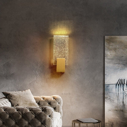 Minimalist Rectangular Copper Crystal LED Wall Sconce Lamp