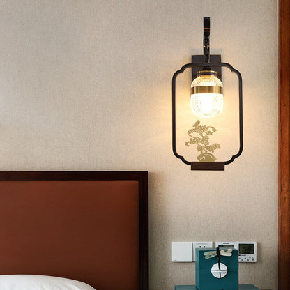 Light Plant Copper Crystal Glass 1-Light Wall Sconce Lamp