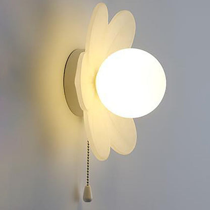 Modern Minimalist Cream Flower Resin LED Wall Sconce Lamp