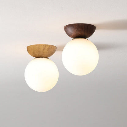 Modern Minimalist Glass Orb Semi-Flush Mount/Pendant Light