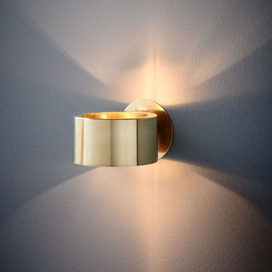 Modern Minimalist Gold Drum 1-Light Wall Sconce Lamp